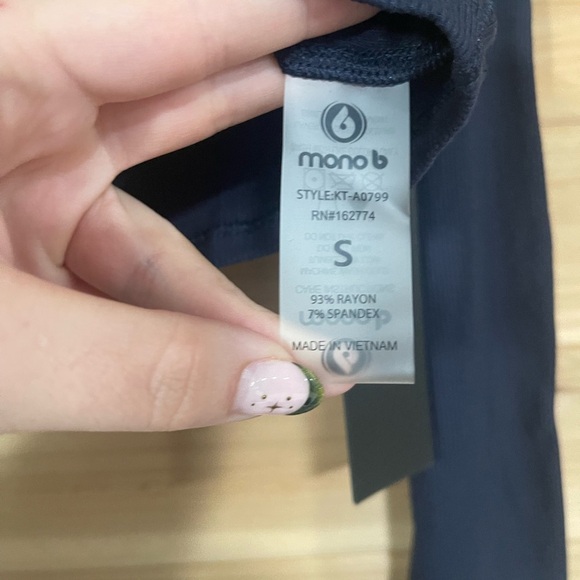 Mono B Blue Long Sleeve Fitted Crop - Picture 2 of 3